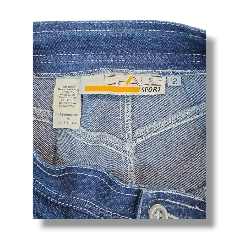 Vintage Chaus Sport Blue Denim Long Flared With Pockets Skirt Women's‎ 12